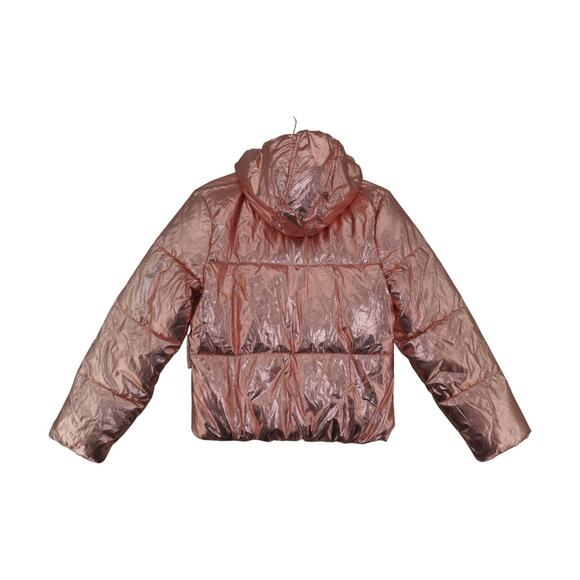 Old Navy Metallic Rose Gold Puffer Jacket Girls XL 14-16 GoWarm Hooded Coat - Picture 4 of 8